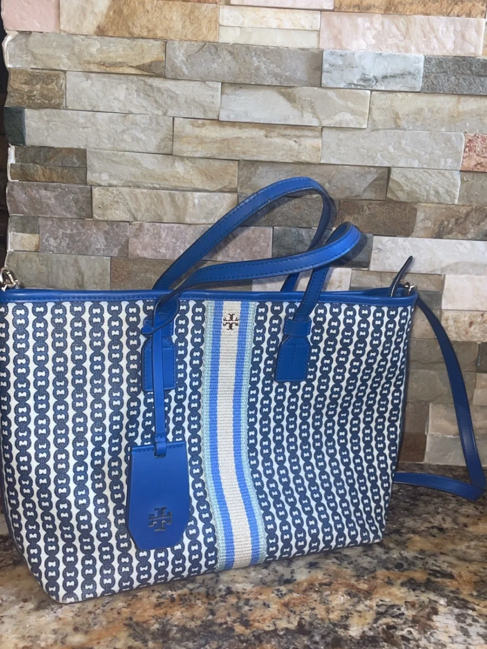TORY BURCH blue large tote